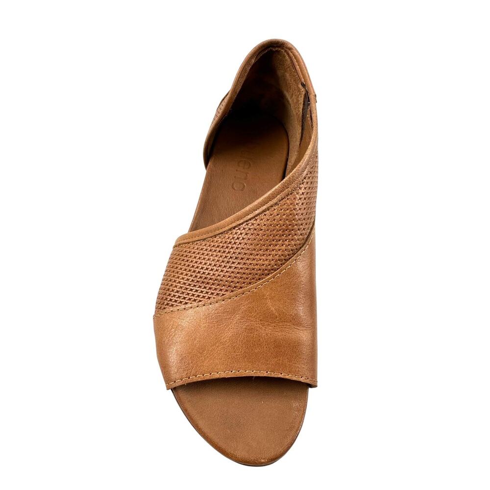 Bueno Tahiti Half D`Orsay Tan Peep Toe Leather Flat Sandals EU 39 US 8.5 Boho - Picture 4 of 13